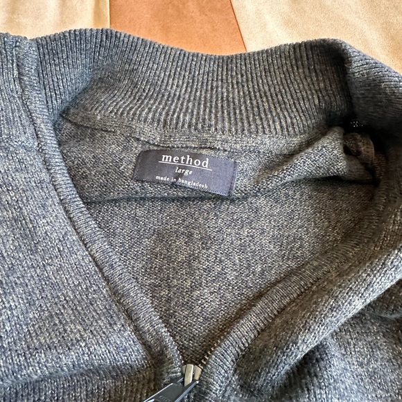 Method men’s large quarter zip knitted pullover, dark green and charcoal unworn - Picture 3 of 4